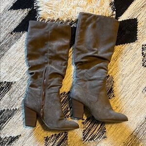 Gray Heeled Boots for Women